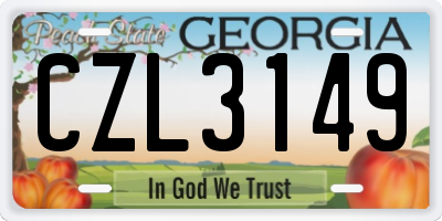 GA license plate CZL3149
