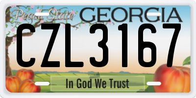 GA license plate CZL3167