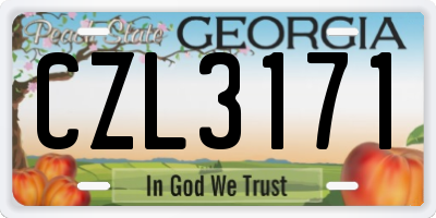 GA license plate CZL3171