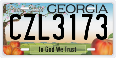 GA license plate CZL3173