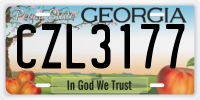 GA license plate CZL3177