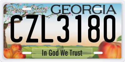 GA license plate CZL3180