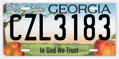 GA license plate CZL3183