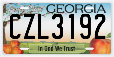 GA license plate CZL3192