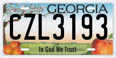 GA license plate CZL3193