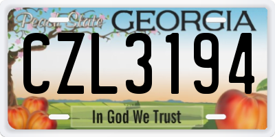 GA license plate CZL3194