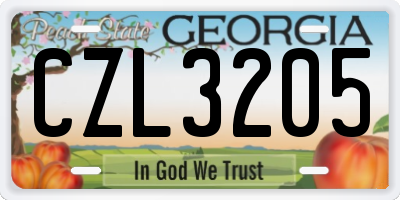 GA license plate CZL3205