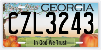 GA license plate CZL3243