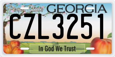 GA license plate CZL3251