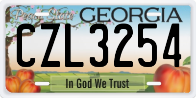 GA license plate CZL3254