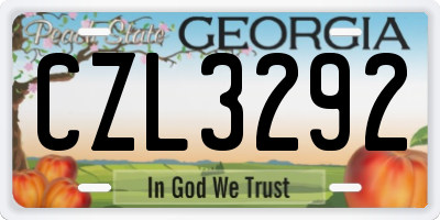 GA license plate CZL3292