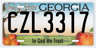 GA license plate CZL3317
