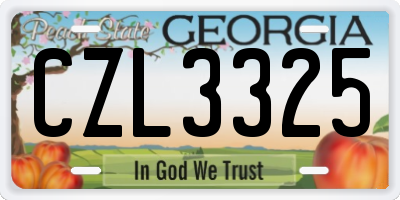 GA license plate CZL3325