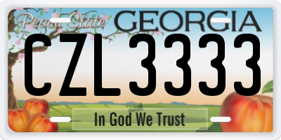GA license plate CZL3333