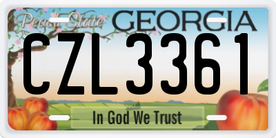 GA license plate CZL3361