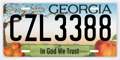 GA license plate CZL3388