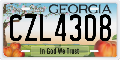 GA license plate CZL4308