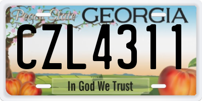 GA license plate CZL4311