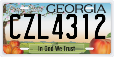 GA license plate CZL4312