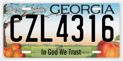 GA license plate CZL4316