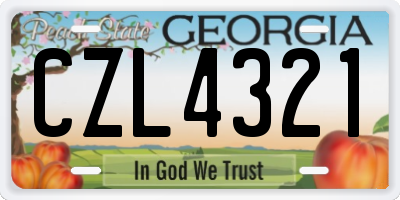 GA license plate CZL4321
