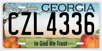 GA license plate CZL4336