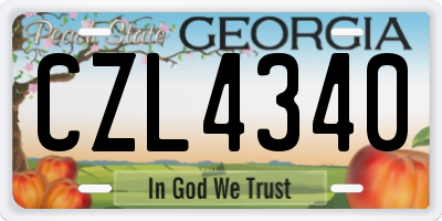 GA license plate CZL4340
