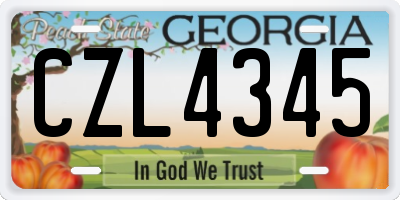 GA license plate CZL4345