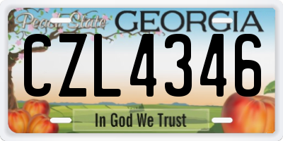 GA license plate CZL4346