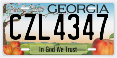 GA license plate CZL4347