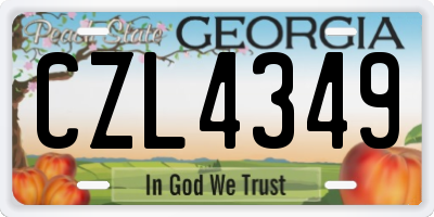 GA license plate CZL4349