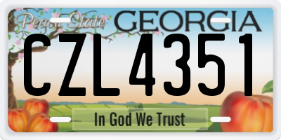 GA license plate CZL4351