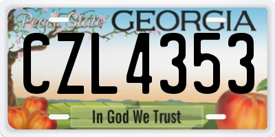 GA license plate CZL4353