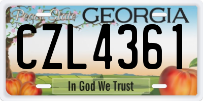 GA license plate CZL4361