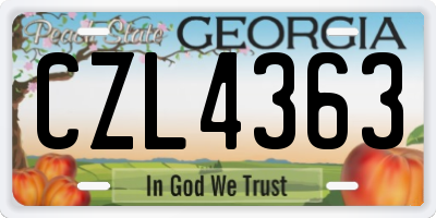 GA license plate CZL4363