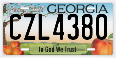 GA license plate CZL4380