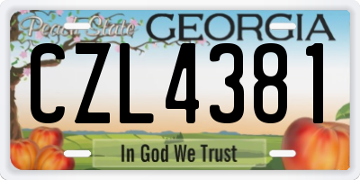 GA license plate CZL4381