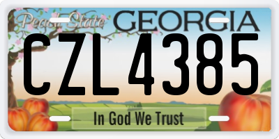 GA license plate CZL4385