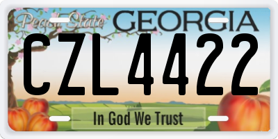 GA license plate CZL4422