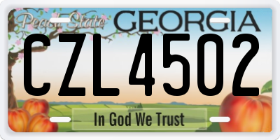 GA license plate CZL4502