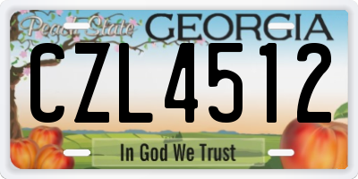 GA license plate CZL4512