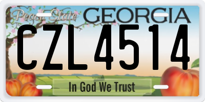 GA license plate CZL4514