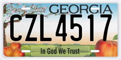 GA license plate CZL4517