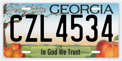 GA license plate CZL4534