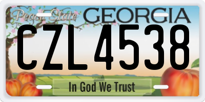 GA license plate CZL4538