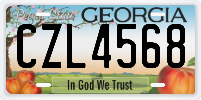 GA license plate CZL4568