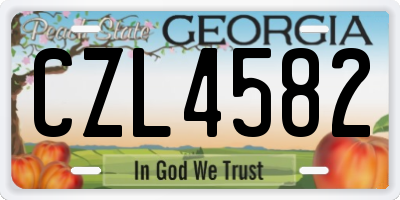 GA license plate CZL4582