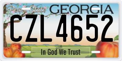 GA license plate CZL4652