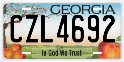GA license plate CZL4692