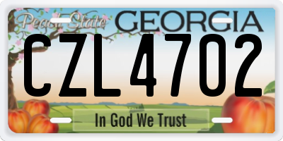 GA license plate CZL4702